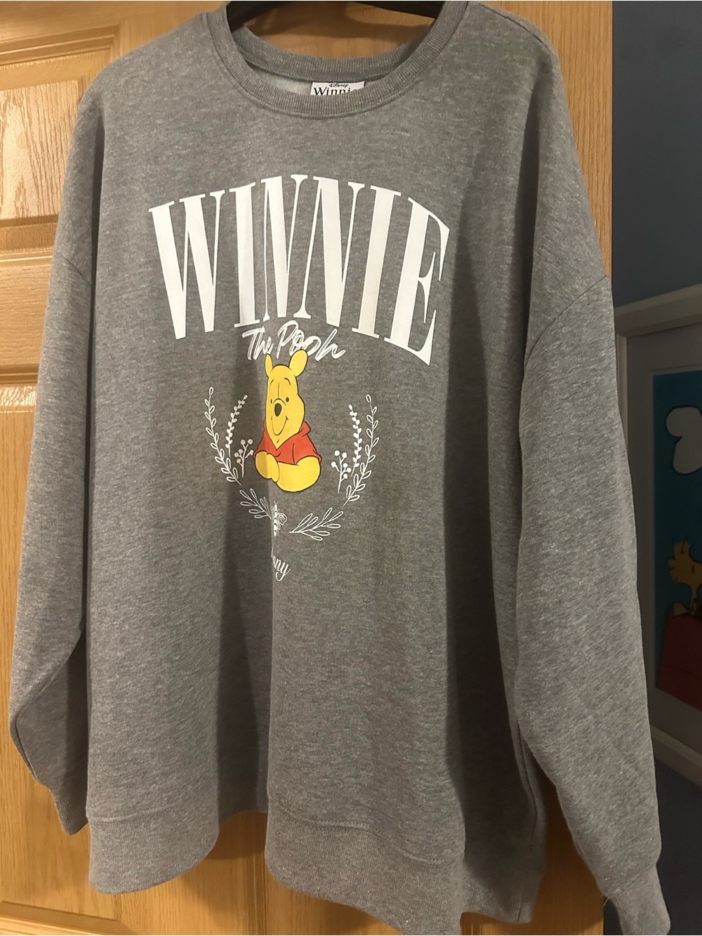 Torrid Disney Gray Crewneck Sweatshirt with Yellow & Red Winnie the Pooh Graphic